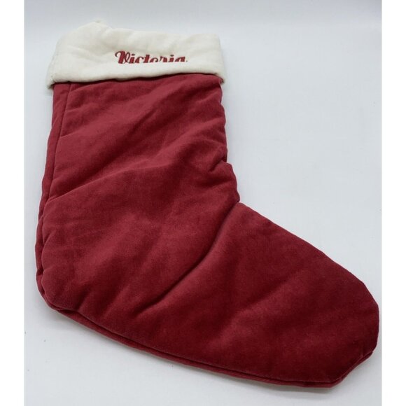 Pottery Barn Victoria Velvet Christmas Holiday Stocking Red Monogrammed 14 inch - Picture 9 of 9